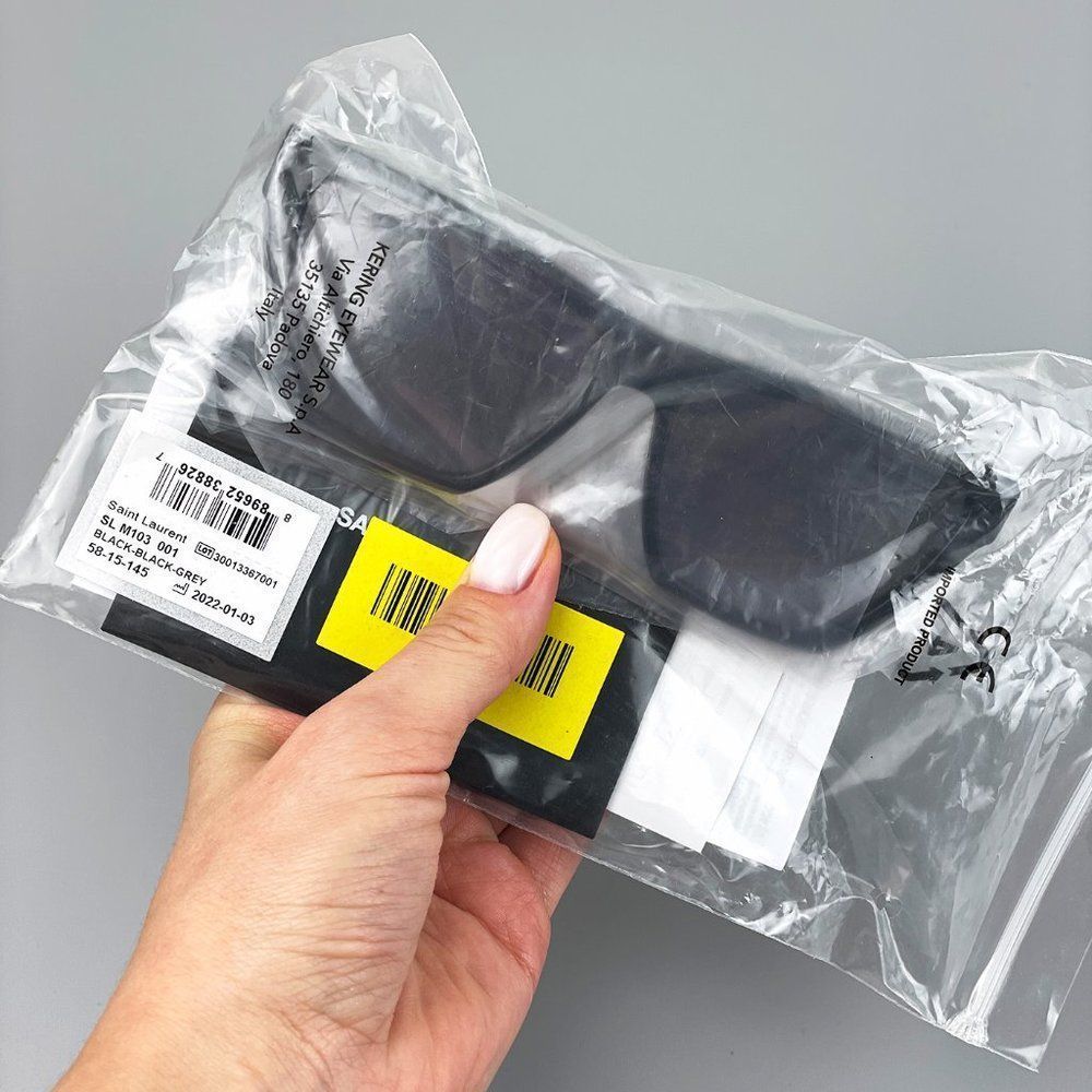 🔥 Saint Laurent SLM103 001 Sunglasses Black Gray Gradient Cat Eye Women - Picture 13 of 13